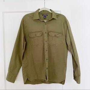 Lands’ End forest green casual button up shirt